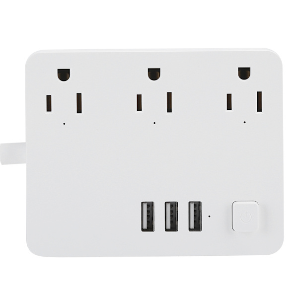Skrivebords smart hurtiglading strømfordeler med 3 stikkontakter 3 USB-porter 100‑240V
