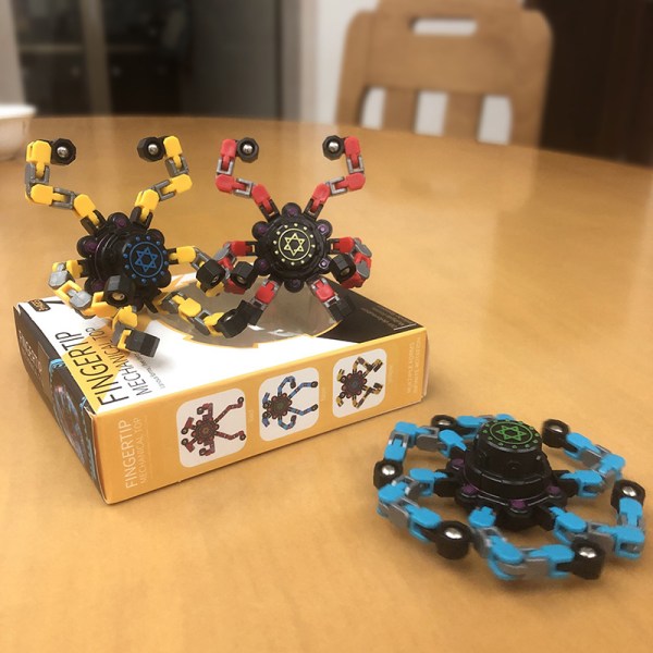 Fidget Spinner med kult design - Fidget-leketøy - Kreativ transformerbar fingertupp gyro Spinner mech kjedelager - Morsomt dekompresjons anti-angst (Blå)