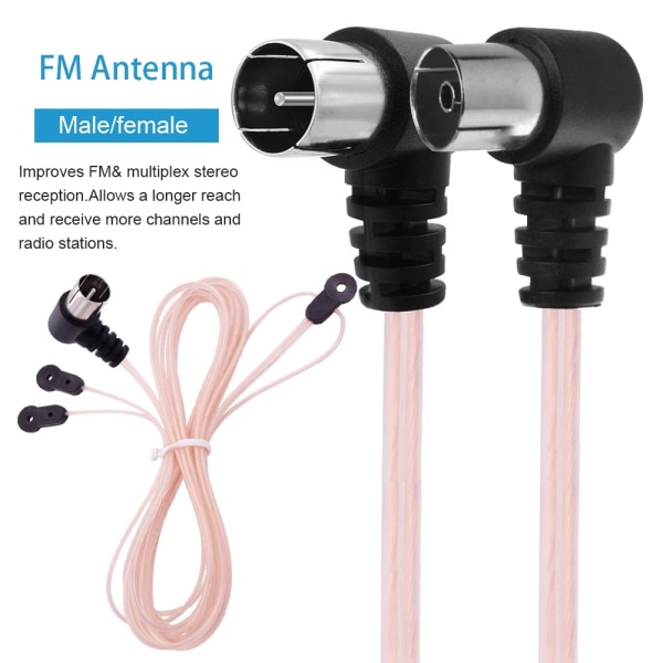 FM-antenne hunn / hann pluggkontakt stereo lydradiomottaker