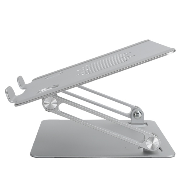 Bærbar computer stand, foldbar, sammenklappelig, bærbar opbevaring i aluminiumlegering, sølv til 11-15,6 tommer