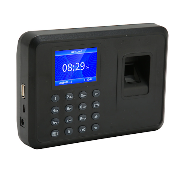 Fingeravtrykk Registreringsmaskin 2,4 Tommer 1000 Brukerkapasitet Navnedisplay Biometrisk Fingeravtrykk Maskin 100‑240V EU Plugg