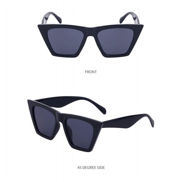 2023 Dame Dame Gloss Black Cats Eye Retro Vintage solbriller med nuance UV400 Lens Festival Fashion