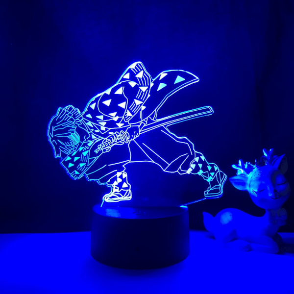 Akryl LED Natlampe Anime Demon Slayer Zenitsu Figur til Børn Børneværelses Dekoration Ingen Lampe Gave