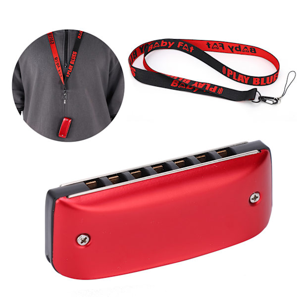 Harmonika 7-hullet Mini Blues Student Voksen Begynder Spiller Farve Mundorgel Vindinstrument C-nøgle Red