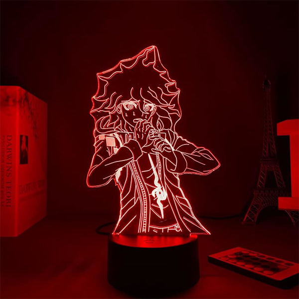 USB 3D Anime Illusionslampe Nagito Komaeda LED nattlyslampe for soveromsdekorasjon 7 farger berørings-/fjernkontroll 16 farger akryl neonlampe