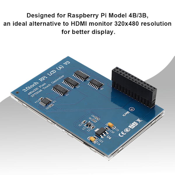 3,5 tommers 480x320 for Raspberry Pi 4B/3B motstand berøringsskjerm for SPI V3.0 med penn (S)