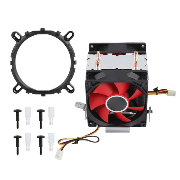 Mini PC CPU-kjøler Dual Silent Fan 2 kobberrør datamaskinkjøler rød
