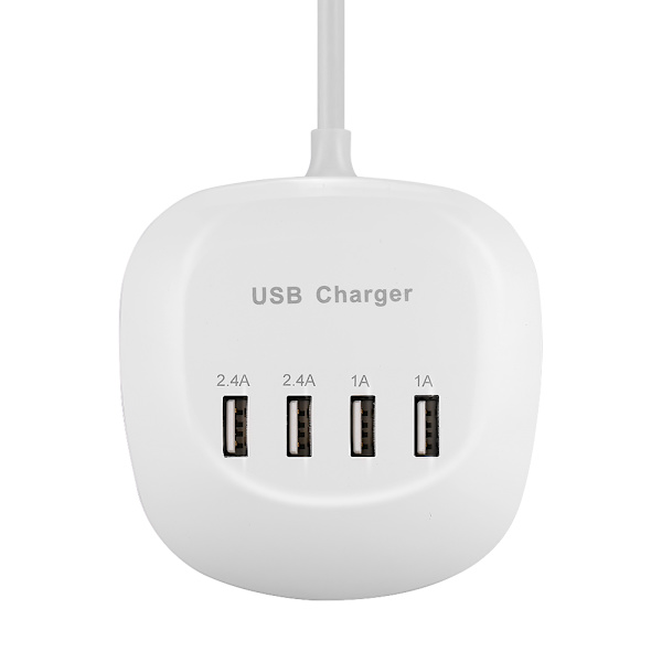Kompakt AC100-240V 4-portars USB-snabbladdare Adapter Fickstorlek Resor Hemmakontor