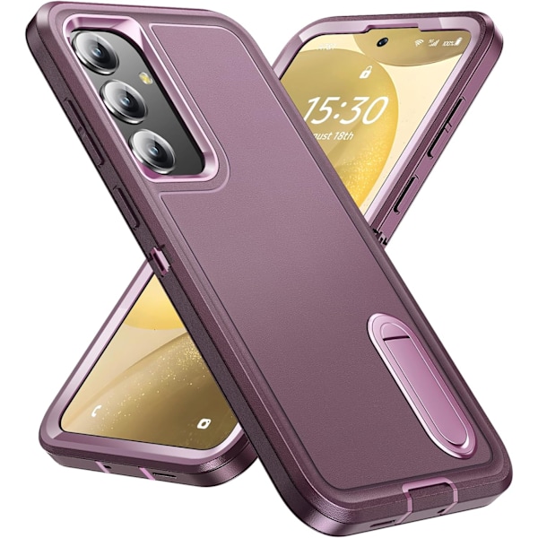Samsung S24plus -puhelinkotelo sisäänrakennetulla jalustalla, iskunkestävä/pölytiivis/putoamisenkestävä sotilastason suojakuori GaIaxy S24:lle Night Purple/Baby Pink