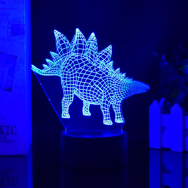 Spinosauruksen Dinosaurus Illuusio 3D Yövalo USB 7/16 Väriä Kaukosäätimellä Pöytälamppu Koti Sisustusvalo Lasten Joululahja (Musta Jalusta)