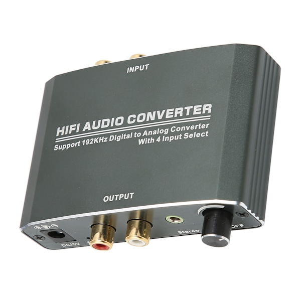 Audiokonverter Digital til Analog Adapter 192KHz Dekoder Aluminiumlegering Shell T‑609D 100‑240VAU Plugg