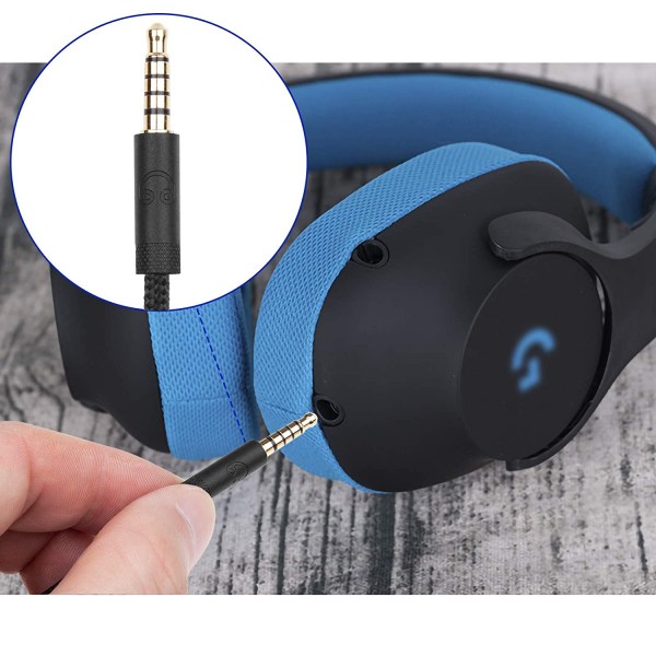 For G433 Kabel 2.0M Aux-kabel Erstatning for Logitech G433 / G233 / G Pro/G Pro X Gaming Headset med Inline Mute og Volumkontroll på PS5 / PS4 /