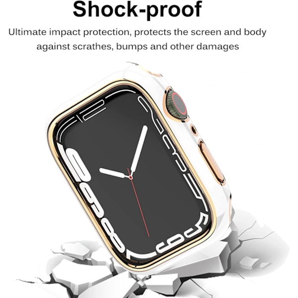 Til Apple Watch Series 7 45mm, Hard Plated PC Frame Case Slim All-Around Bumper Case til Apple Watch Series 7 （rose gold white）