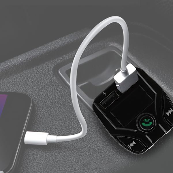 For Carc4 Auton FM-radiolähetin Musta Auton HD Bluetooth-soitin USB2.0-liitännällä
