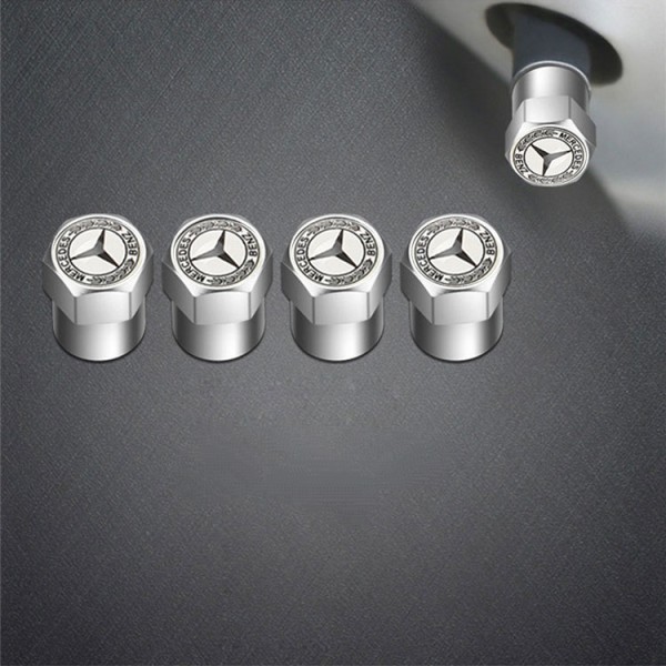 Car Tire Dust Caps for Benz with Logo on, 4pcs Metal Car Tire Valve Caps for Benz Tires, Anti-Corrosion