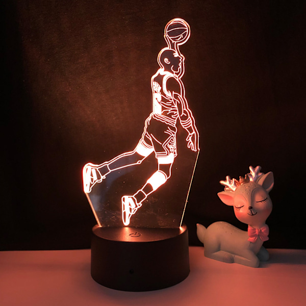 Qinwei Basketball Player Natlampe  3D Illusion LED  Lampe med Fjernbetjening Bedste Fødselsdag  for Sports Elsker --- A2（Crack Seat）
