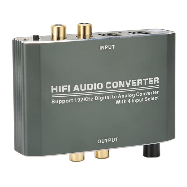 Audiokonverter Digital til Analog Adapter 192KHz Dekoder Aluminiumlegering Skal T‑609D 100‑240VAU Stik