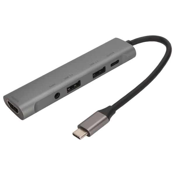 USB C Hub 4K HD Multimedia Interface Output PD Hurtigopladning Type C til 3,5 mm Lyd 5 i 1 Multiport Adapter
