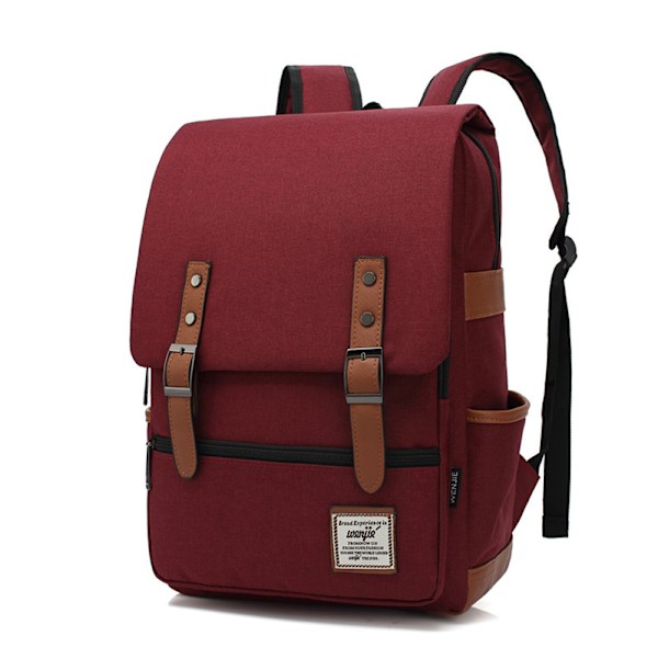 Vattentät bärbar ryggsäck för handbagage, arbetsryggsäck för affärsresor, skolväska, moderiktig skolväska för högskolan Black Zipper Burgundy M