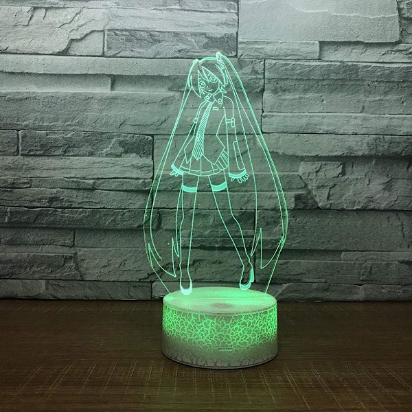 3D Optisk Illusion Natlampe Anime Pige 3D Lampe Tegneserie Hatsume Miku LED Natlampe Skrivebordslampe Actionfigurer Drenge Piger Fødselsdagsgave Julegave