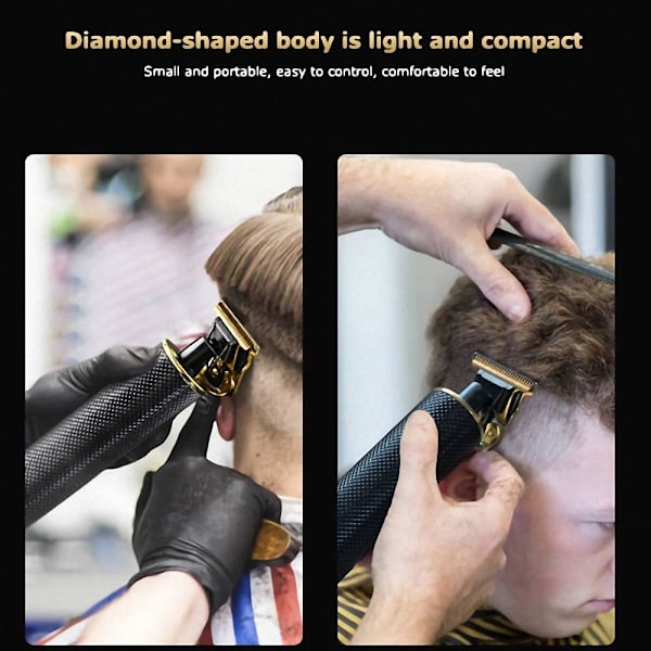 Winnieindustries Professionell sladdlös uppladdningsbar hårklippare, 0 mm skallig hårklippare T-blad hårklippare för män Zero Gapped Detail Beard Black