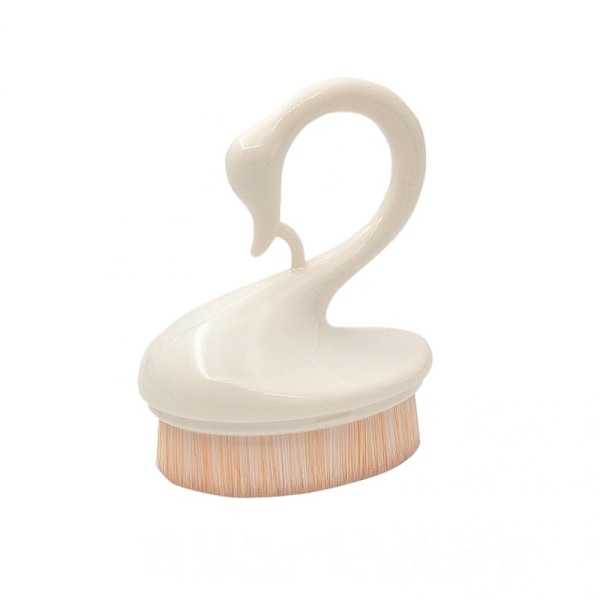 Little Swan Foundation Brush, Bærbar sporløs sminkebørste med PVC-deksel (hvit)
