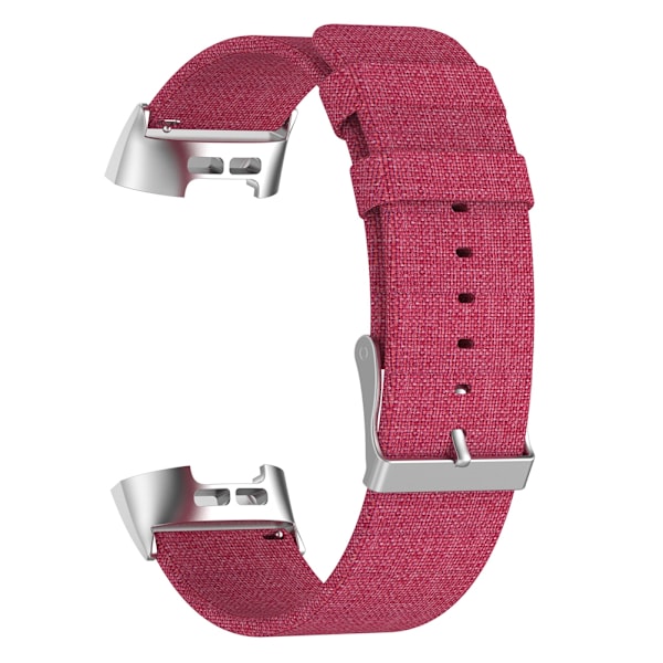 Holdbar vævet nylon lærred urrem udskiftning armbånd til Fitbit charge3 (rød)