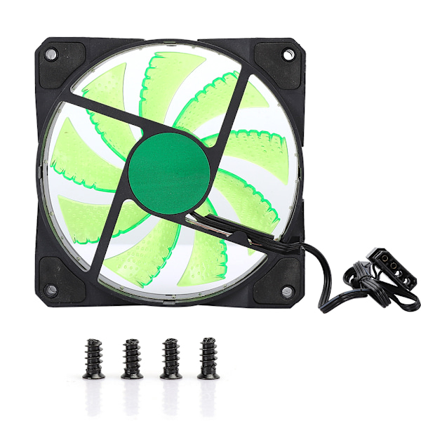 Chassifläkt Dator Kylare PC Tillbehör 3-Trådig 15-Ljus Mute LED Streamer Färgglad 12CM15-Ljus Grön