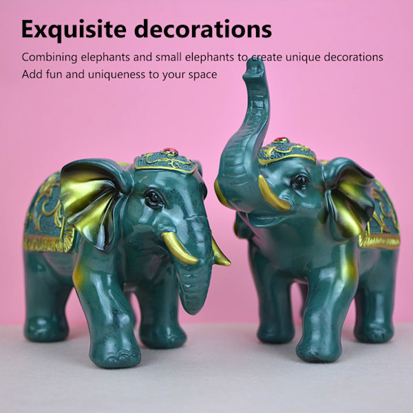 2 stk. Resin Elefant Deko Elefant Statue Hjem Indretning til Stue Studie Soveværelse Kontor Blue