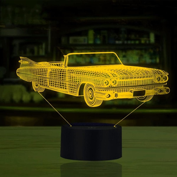 3D Racerbil Natlys LED Lampe Illusion 7 Farveskiftende Bord Dekoration Lamper Fødselsdagsgave Akrylbase USB Kabel Legetøj
