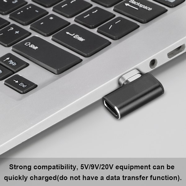 Typ-C magnetisk adapter för Macbook snabbladdning magnet USB-C-kontakt (svart)