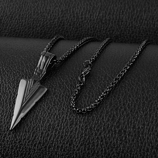 Miesten Arrowhead Arrow -ruostumattomasta teräksestä valmistettu riipusketju teräksisestä vehnäketjusta Black