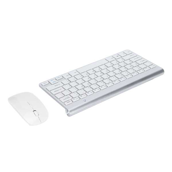 Tangentbord Mus Combo Trådlös 2.4G USB Ultratunn Bärbar Ergonomisk Slitstarkt Tangentbord och Mus för Notebook DatorSilver