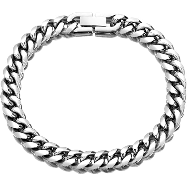 Gull Diamanthugget Miami Cuban Link Kjedearmbånd for Menn Kvinner, 8mm 18K Gullbelagt Rustfritt Stål Curb Chain Armbånd