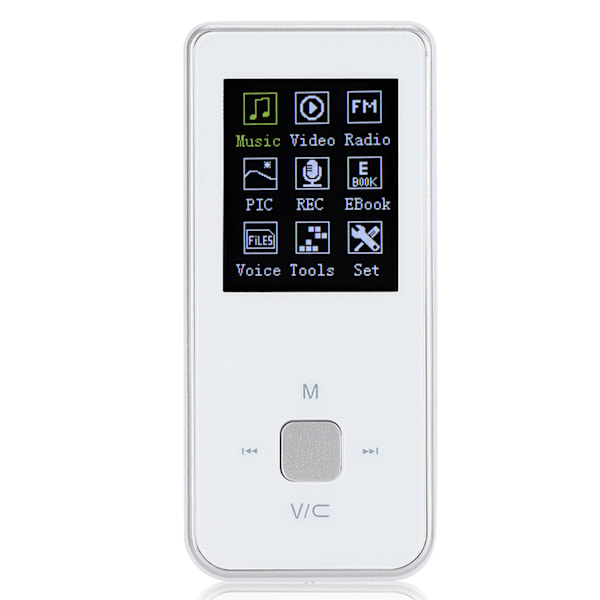 Spegelsurface Ultratunn 1,8 tum färgskärm MP3-spelare Mini Plug Card Video MP4Vit