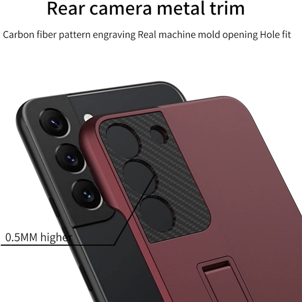 Til Samsung Galaxy S22 Telefon Etui, Foldbar Stativ Frosted Tekstur Ultra Tynd Stødsikker Slidstærk Cover (Rød)