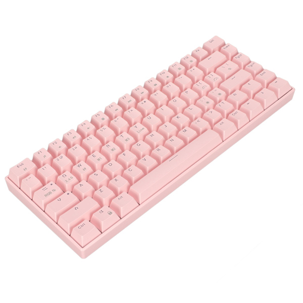 Mekanisk tastatur 82 tast 3 tilkoblingsmoduser RGB-bakgrunnsbelysning Ergonomisk rosa spilltastatur for kontor Lineær handlingbryter