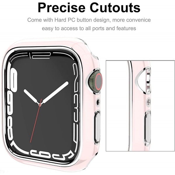 För Apple Watch Series 7 41mm, Pläterad Rigid PC Ram Case Slim All-Around Bumper Case för Apple Watch Series 7 （rosa）