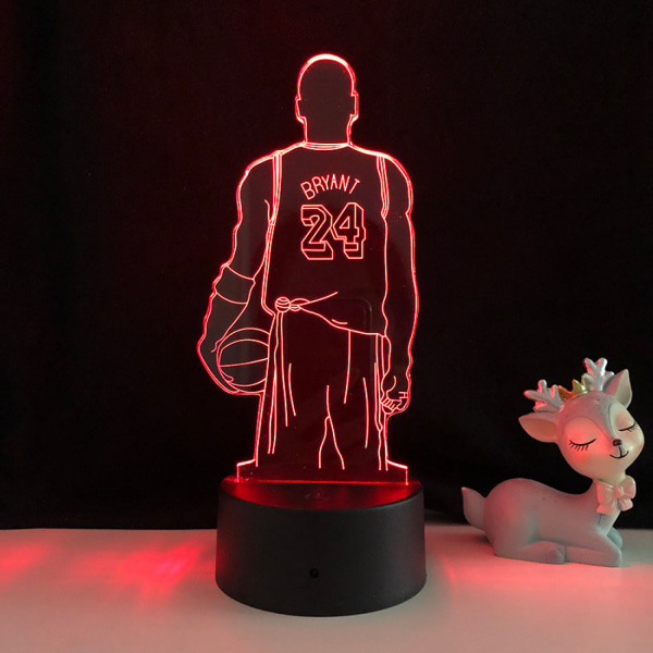 Qinwei Basketballspiller Nattlys 3D Illusion LED-lampe med fjernkontroll Beste bursdag for sportselskere --- A1（Sort sete）