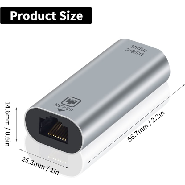 Poyiccot USB C til Ethernet-adapter Gigabit, RJ45-hun til USB C-hun-adapter, USB C til RJ45-adapter op til 1000/ 100/10 Mbps Ethernet LAN-netværk