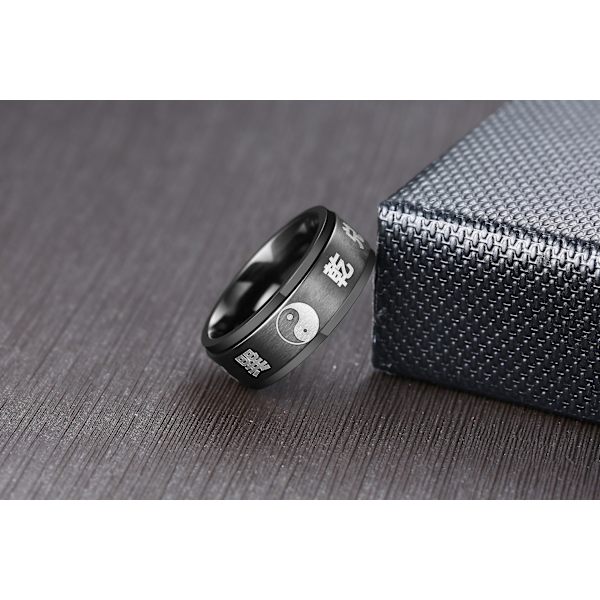Tai Chi roterande spinner fidget band ringar för män pojkar kvinnor flickor cool Yin Yang Ba Gua daoistisk filosofi som lindring finger rotera fritt fint -9