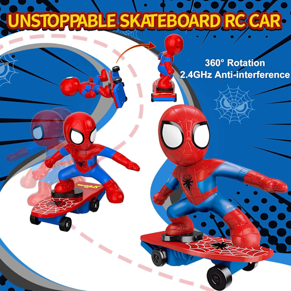 NQD Spider Kauko-ohjattava auto, ladattava RC Stunt Skeittilauta lelu 360° pyörimisellä ja kaatumisen esteellä, RC autot syntymäpäivälahja