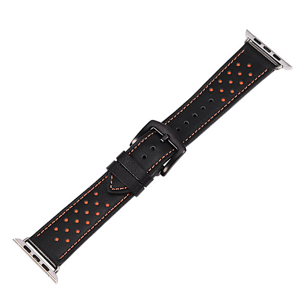 Lærrembånd til Apple Watch iWatch Sort og Orange 42mm