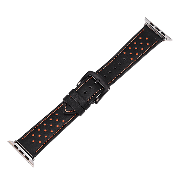 Nahkainen rannekoru Apple Watch iWatchille, musta ja oranssi, 42 mm