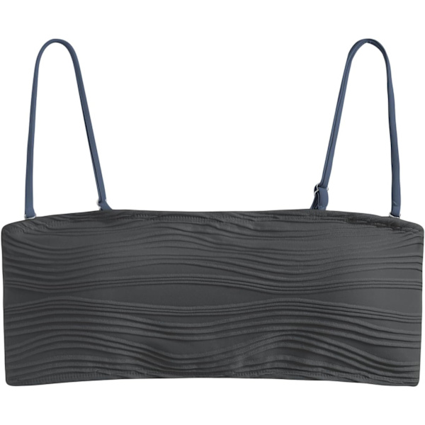 WJSM 2-delat bandeau-baddräkter Ribbade snörda axelbandslösa bandeau-bikinisetet Högt skurna badkläder 5-top Only-2dark Gray S