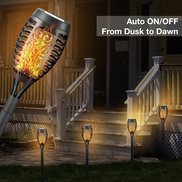 4-pack solcellslampor facklor LED flimrande låga utomhus vattentät solcellslampor gångvägslampor landskapslyktor dekorationsbelysning automatisk på/av