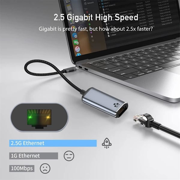 USB-C Typ-C USB3.1 till 2500Mbps 2.5Gbps GBE Gigabit Ethernet Nätverks-LAN-kabeladapter för bärbar dator