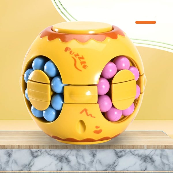 2 in1 Pyörivä Fidget Spinner Magic Bean Infinity Cube Stress relief pallo Aikuisten Unisex-Lasten opettavaiset palapelilelut (keltainen)