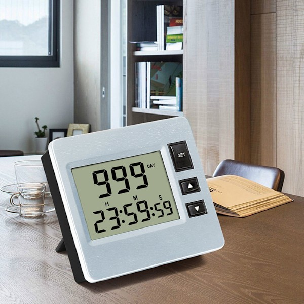 Digital nedräkningsdagar Timer - Silver Black Upgraded Big 999 Days Count Down Clock med fäste Stark magnetisk baksida för pensionering Bröllop Semester