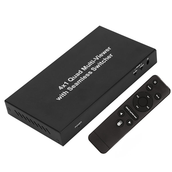HD Multimedia Interface Splitter 4 i 1 ut 1080P HD Multimedia Interface Switcher med fjärrkontroll 100‑240V 4 i 1 ut Splitter EU-kontakt